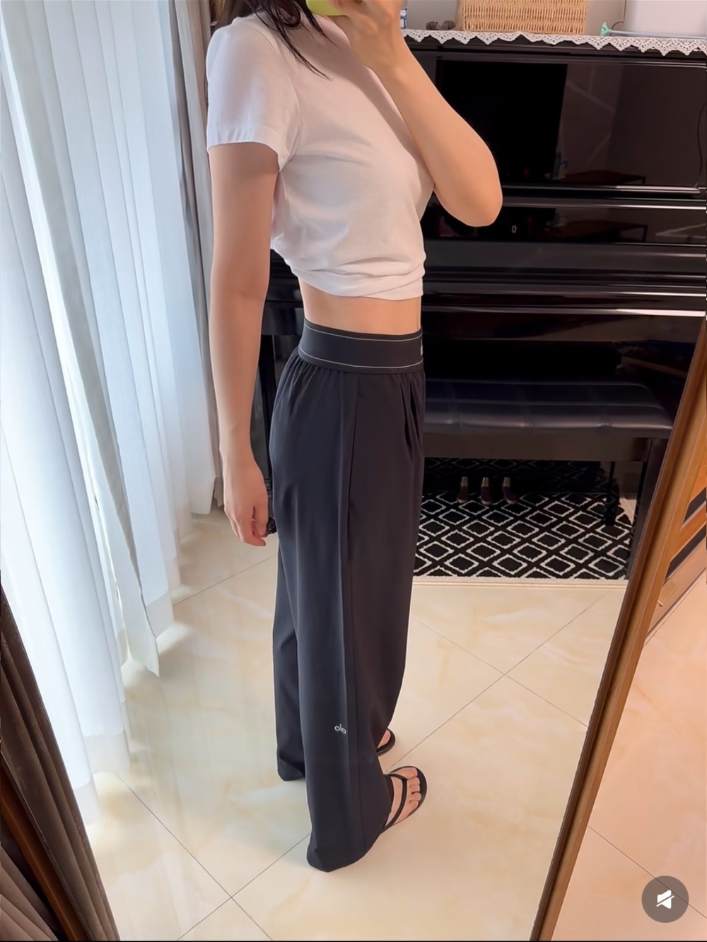 ALO Yoga Black Straight-Leg Pants - Picture 2 of 3
